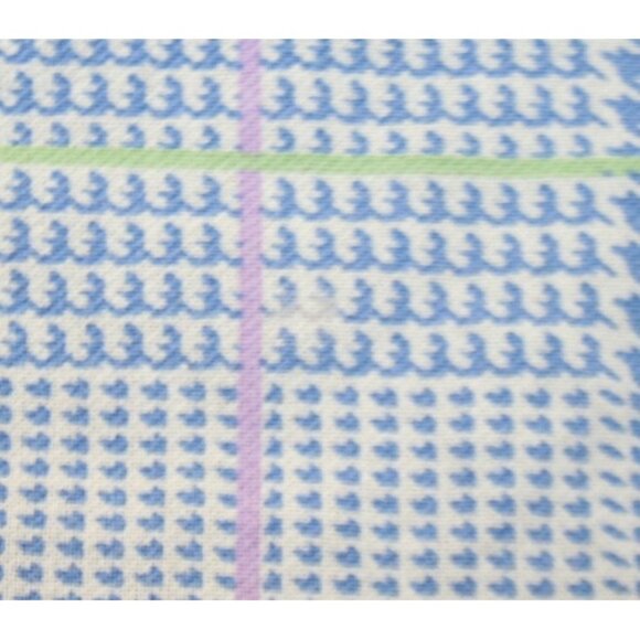 VTG RLL Ralph Lauren Twin Flat Sheet Blue Pink Green Houndstooth Classic Preppy - Picture 3 of 5